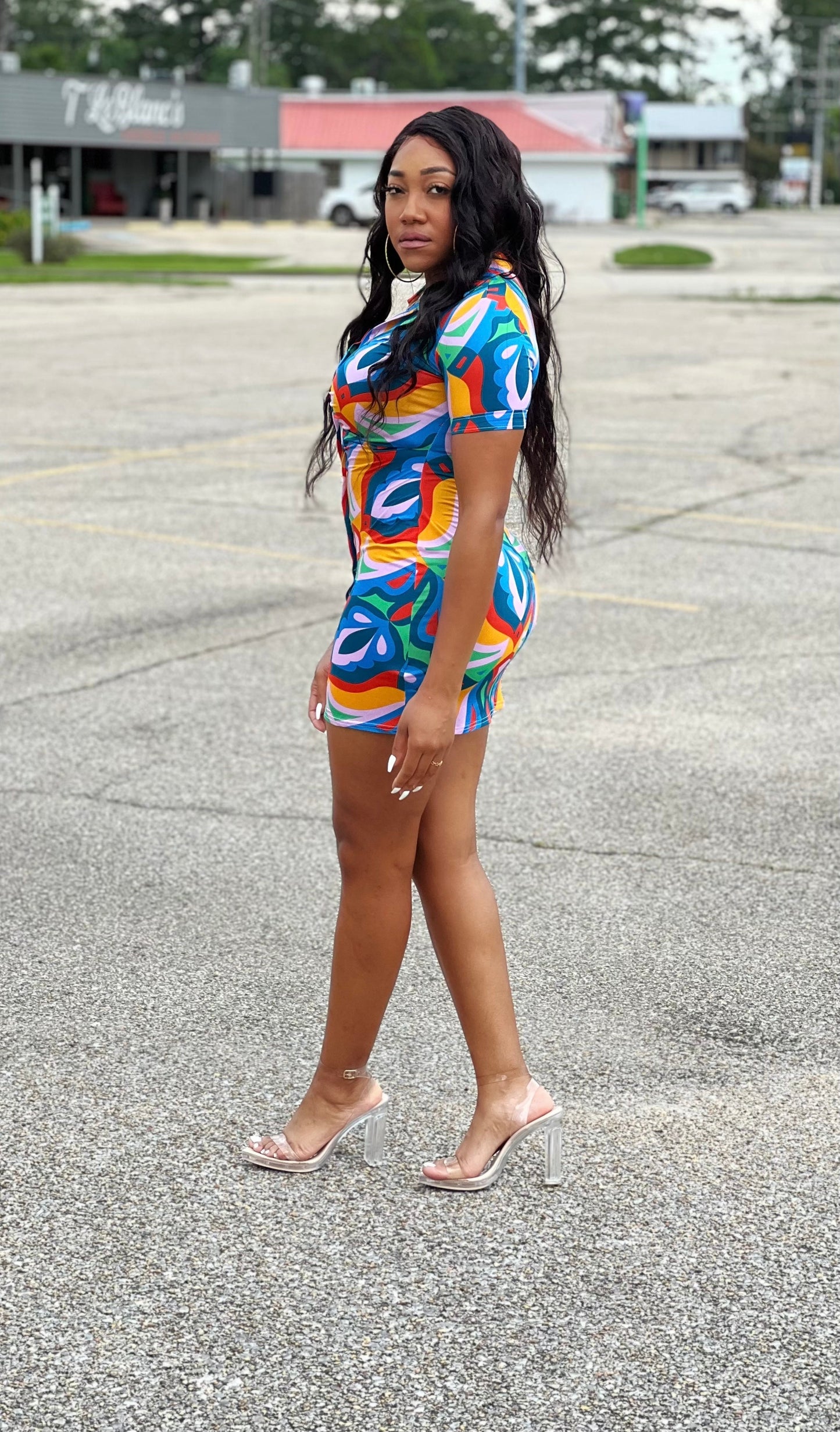 ON ME SHIRT DRESS -MULTICOLOR PLUS