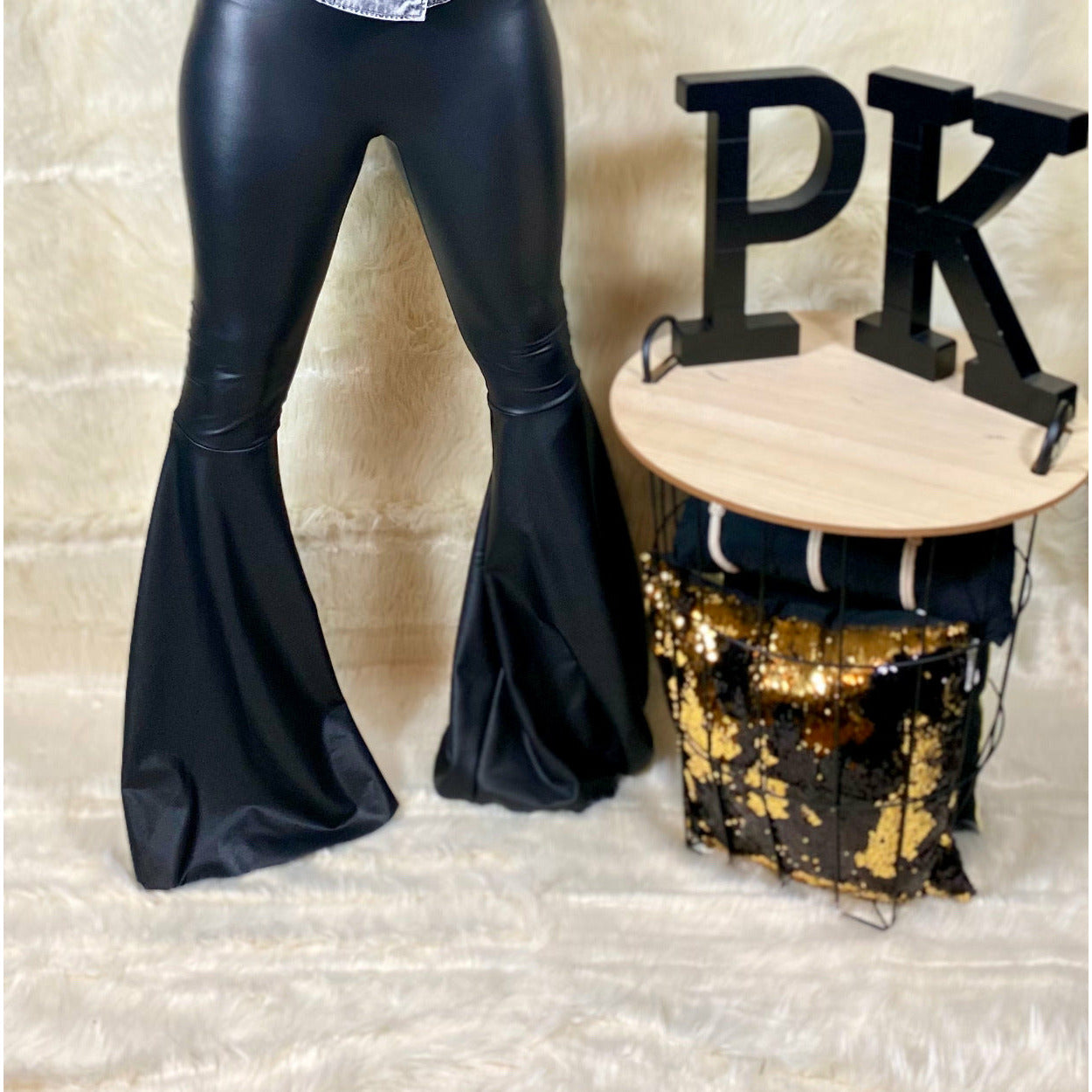 Leather Flare Pants Set