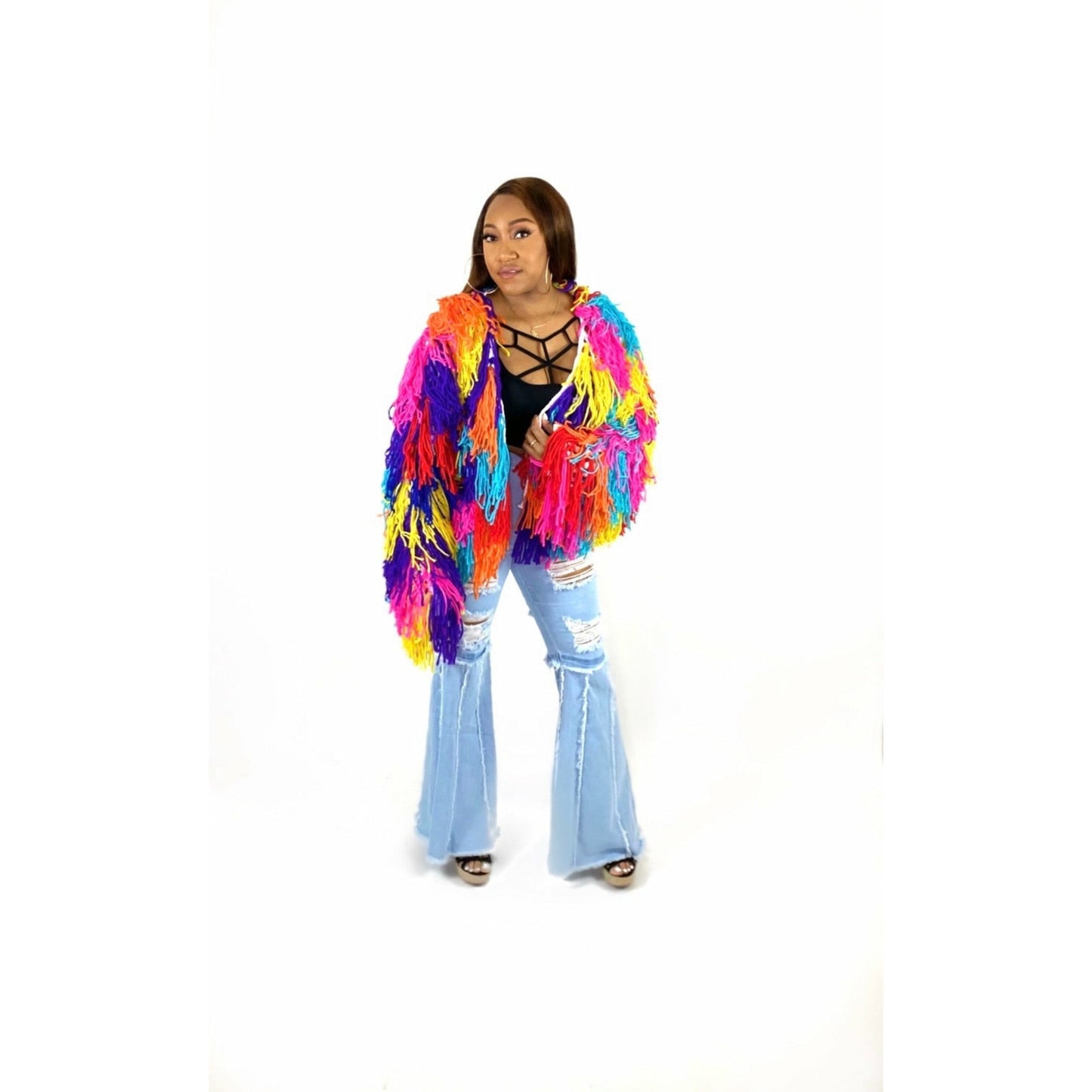 Elegant N Stylish Yarn Fringe Cardigan