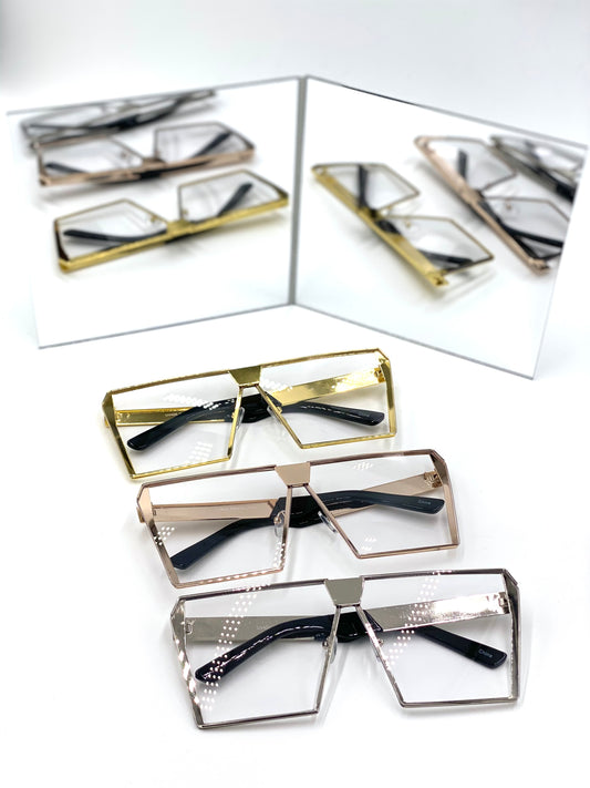 Trendy Clear Sunglasses (Gold)