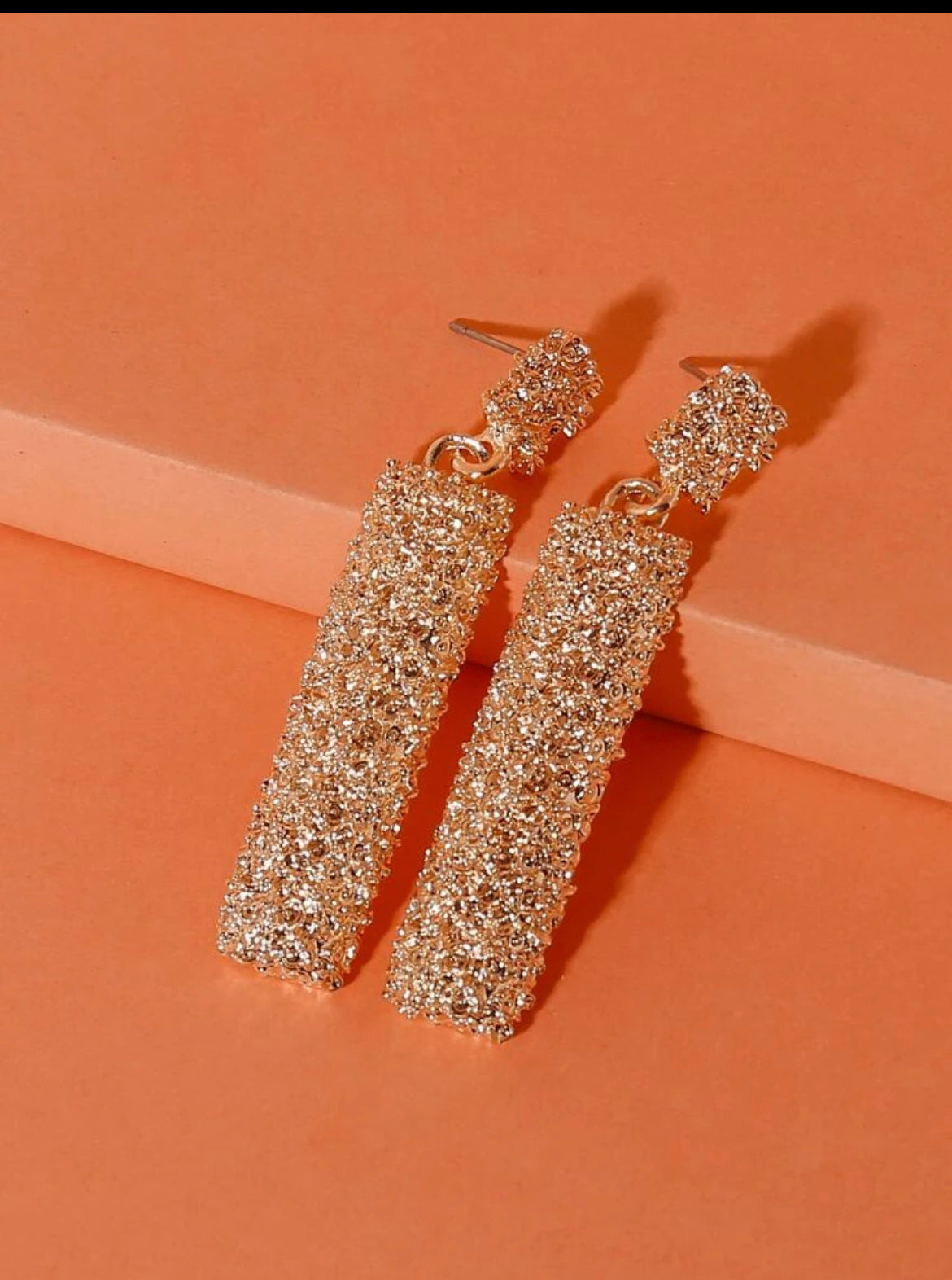 Rose gold hot sale rectangle earrings